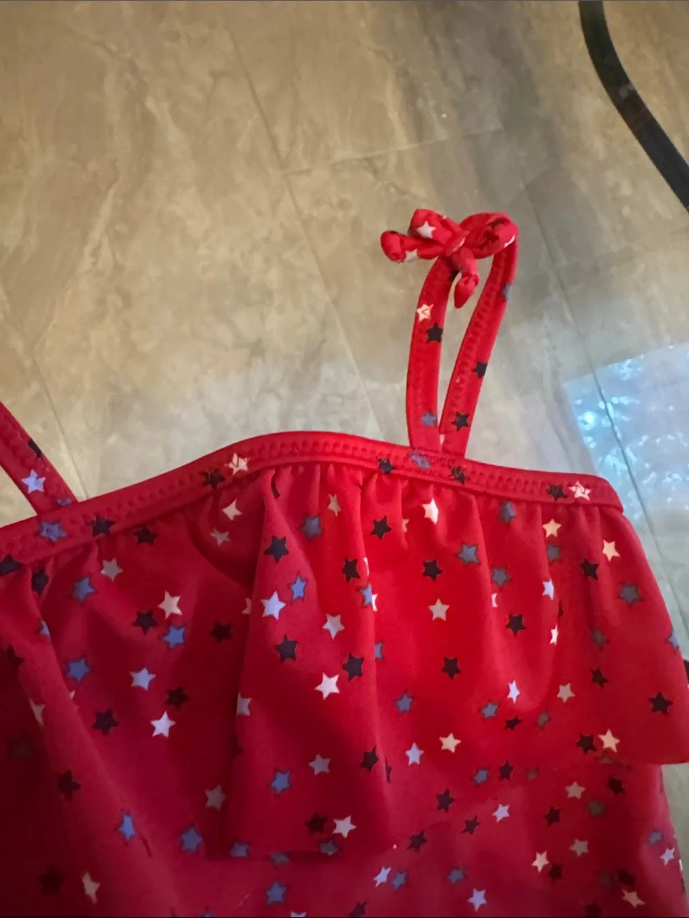 OshKosh B'gosh Red Star Ruffle One-Piece Swimsuit with Shoulder Ties